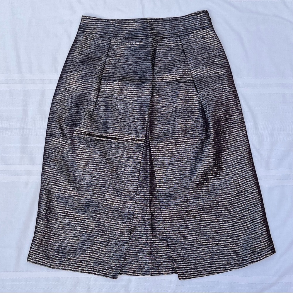 Metallic Pleated A Line Skirt Small NWT